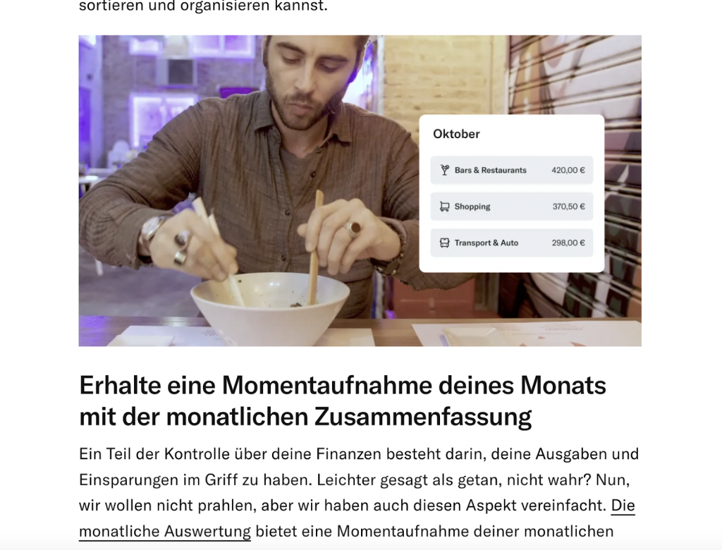 Screenshot of a blog post by N26