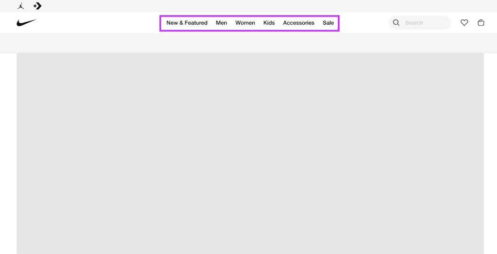 Screenshot of the Nike homepage with JavaScript disabled